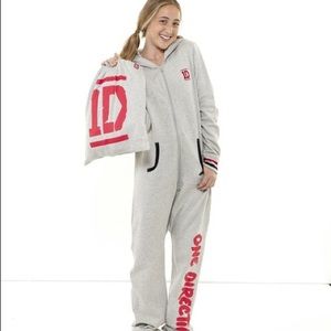 grey one direction onesie with red detail